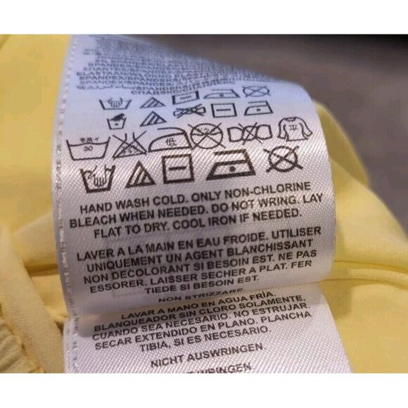 New Yellow Chiffon Strapless Tie Back Top Guess Sz S Peplum Pleated - Picture 8 of 8